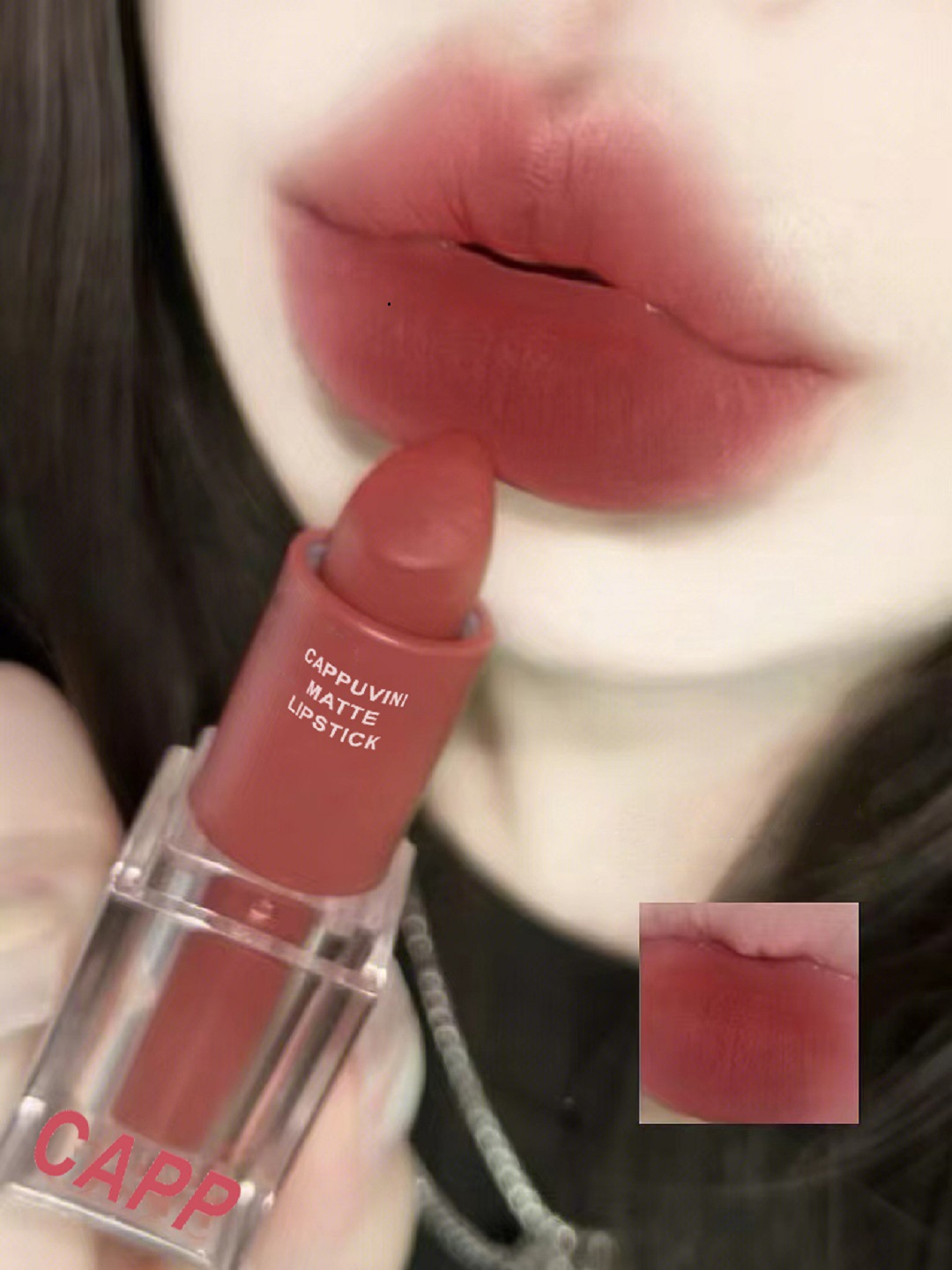Cappuvini transparent acrylic lipstick matte matte Romantic Lipstick Cinnamon White Peach Oolong Student Whitening undefined