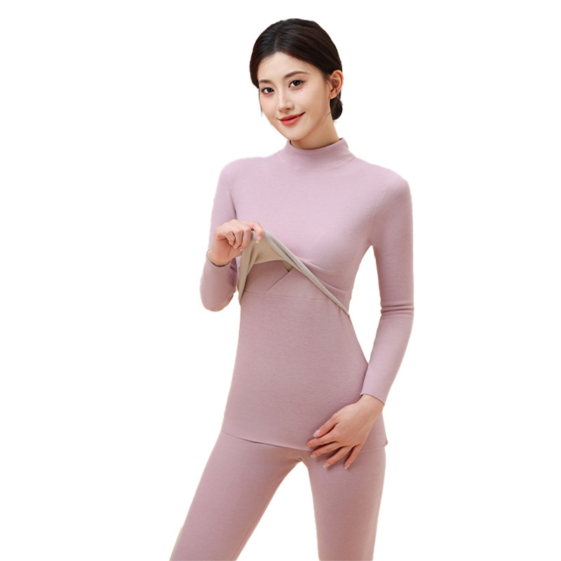 妊婦保温下着産後秋衣秋ズボンセット授乳服授乳服底グラフェン月子服秋冬|undefined