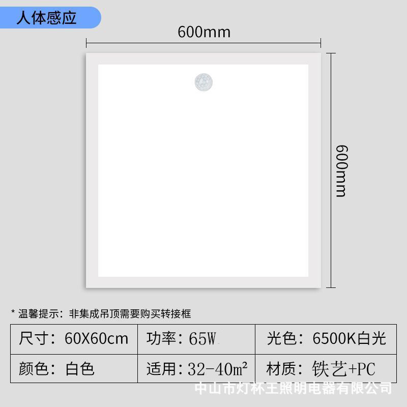 Luz LED de Panel Plano con Sensor de Cuerpo Humano, Control por Voz y Radar, 300x300x600, para Cocina, Baño, Pasillo, Sensor de Radar