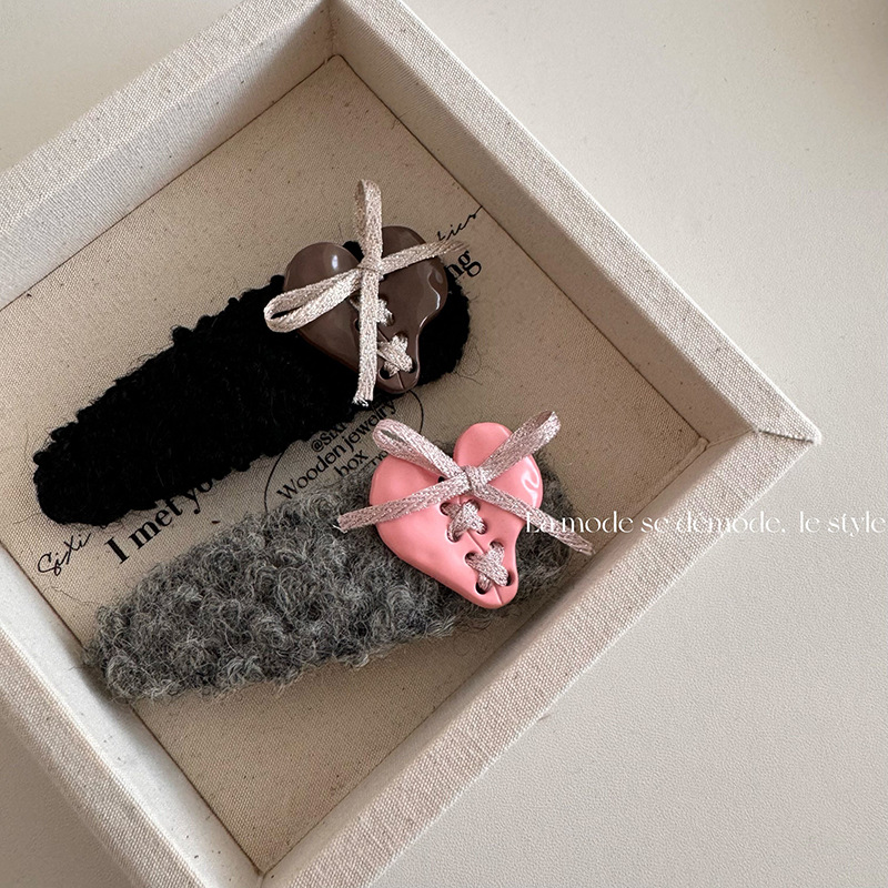 Koreanischen stil herbst und winter Neue gebunden gewinde schöne wolle BB clip spitze bogen haarnadel süße nette pony clip haar zubehör_voghion.com