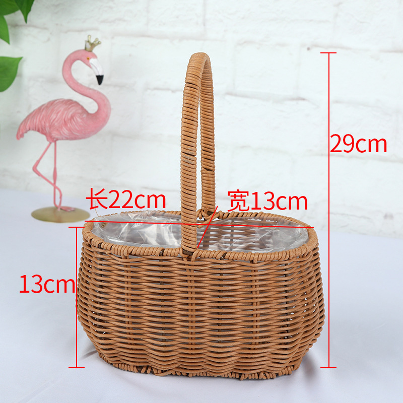 Cestas de flores de caña tejidas a mano canasta de mano pastoral creativa Qixi Festival de caña floral decorativa canasta huevo