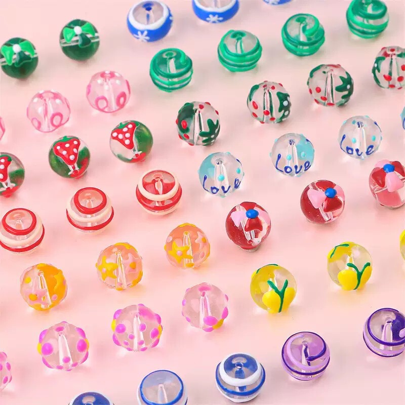 Christmas Series Hand-Painted Oil-Dripping Glass Beads Socks Christmas Tree Snowflake Beads DIY Earrings Earrings Material Accessories