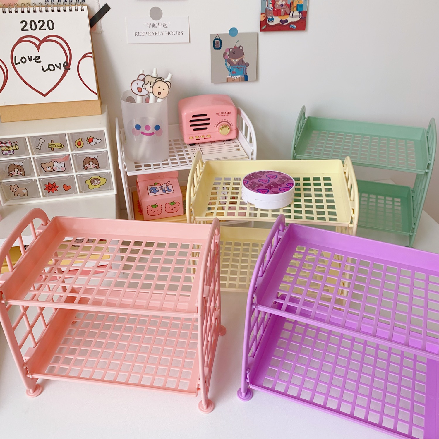Nuevo ins cosméticos joyería de doble capa plegable de almacenamiento rack simple escritorio del hogar cuarto de baño de almacenamiento en rack de almacenamiento