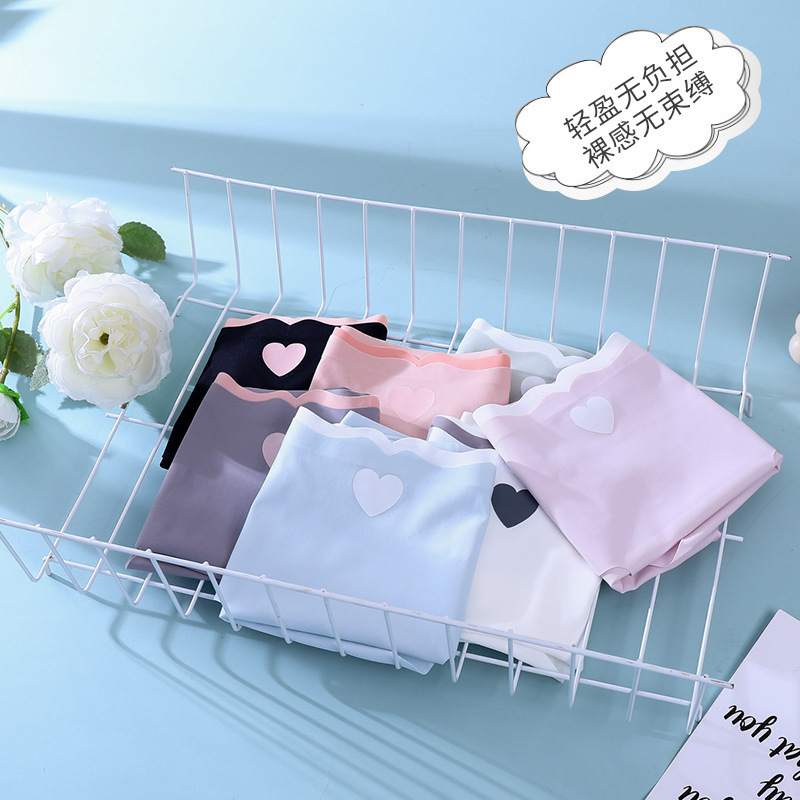 Japanese Style Traceless Ice Silk Quick-drying Mid-waist Sweet and Comfortable Breathable Girls' Style Pants Love plus size Ladies Briefs