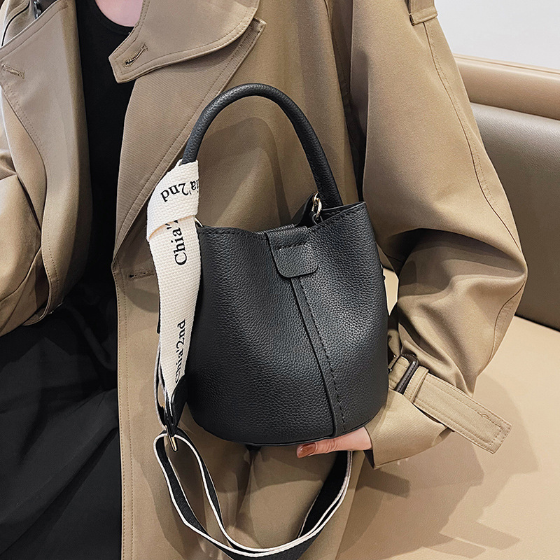 DIY bolso hecho a mano bolsa de cubo hecho en casa bolsa de material bolso de la vendimia suave pu costura contraste color hombro bolsa de mensajero para las mujeres