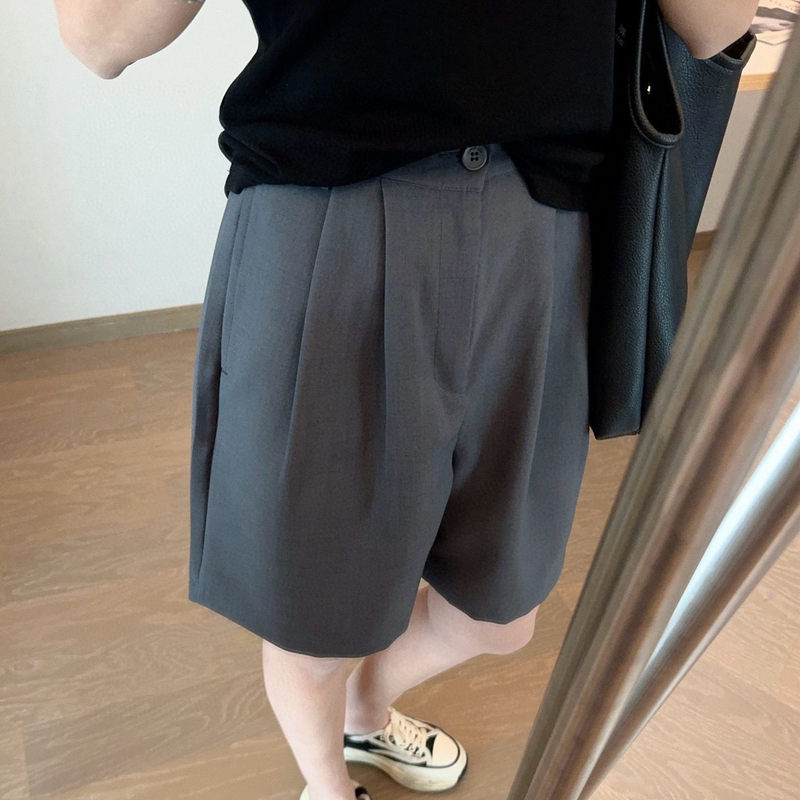 Foreign Trade Pants! Heavy Weight! Semi-Elastic Waist Fashionable Draped Suit Pants Five-Point Shorts Casual Pants for Women New