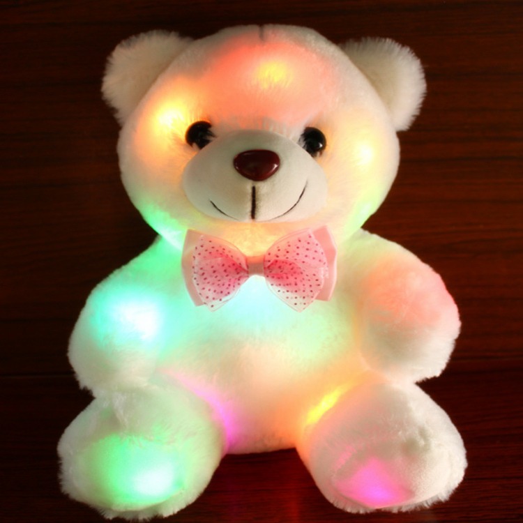Fabricante de la nueva grabación colorido luminoso oso de peluche de juguete de peluche muñeca regalo de vacaciones al por mayor