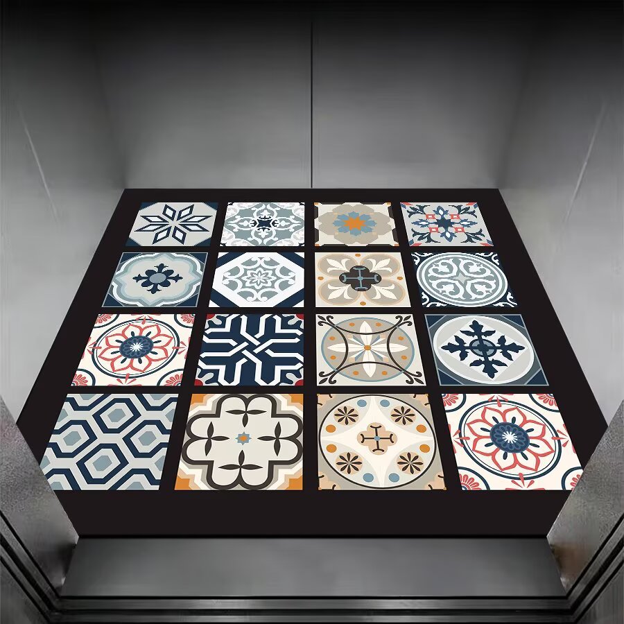 New vintage bohemian pattern floor mat, European ethnic style elevator foot mat, non-slip and wear-resistant entryway mat