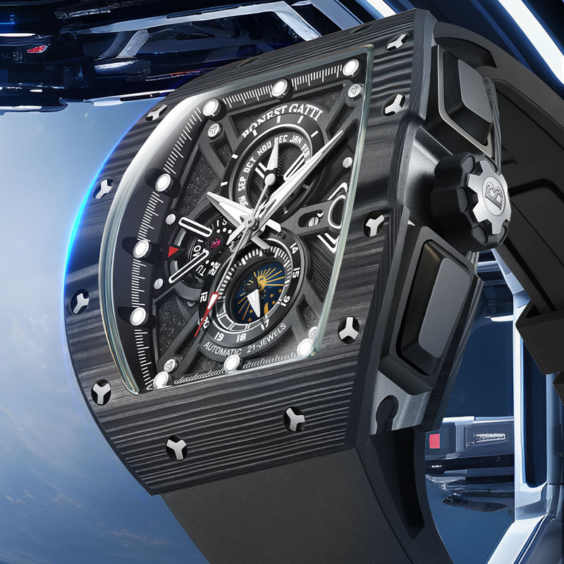 German Bugatti Bonest Gatti Watch Fully Automatic Mechanical Watch Men's Barrel Type Export Special Watch