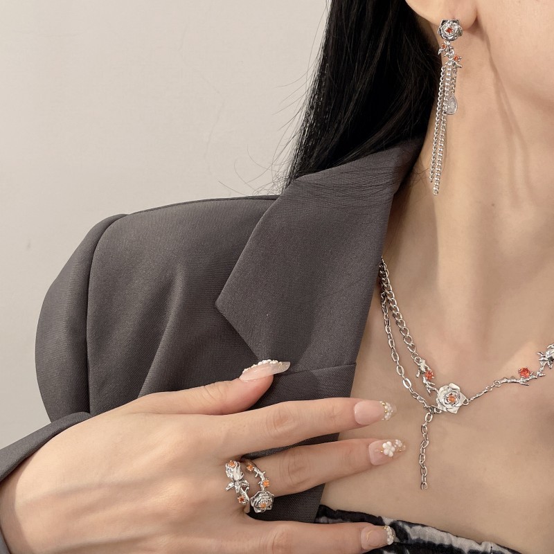 Fashion Flower Copper Plating Zircon Necklace 1 Piece