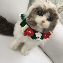 ♔猫咪狗狗圣诞节针织围脖宠物项圈毛线口水巾新年饰品围嘴领花