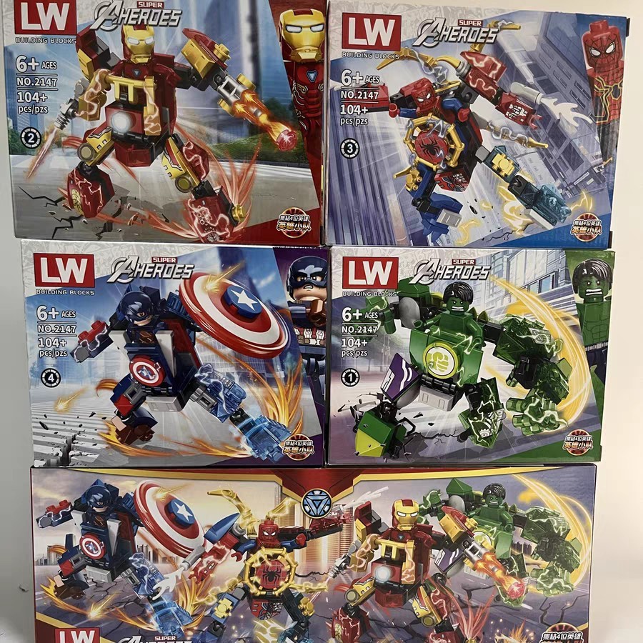 LW2147 Assembled Building Blocks Spiderman Avengers Assembled Children's Toys Superhero Iron Man