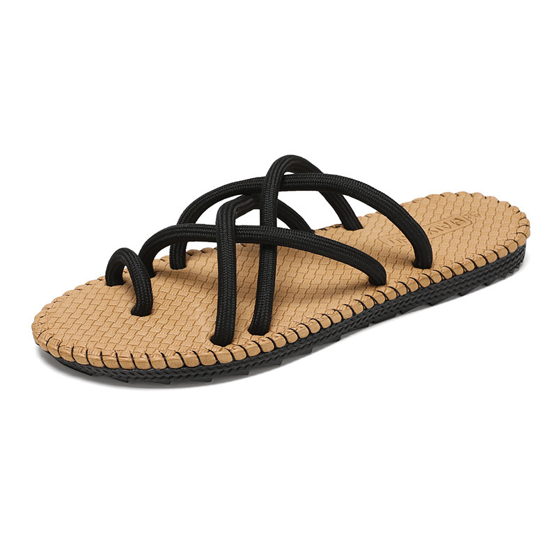 Moda de verano en línea para hombres tejiendo sandalias de comercio exterior tamaño grande perforar aire casuales zapatos de playa fábrica directa