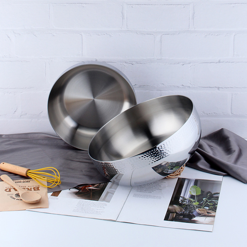 COOKONE 18 / 10 acero inoxidable engrosado martillo y cuenca de preparación de verduras cuenca de sopa cuenca de olla caliente cuenca multifuncional