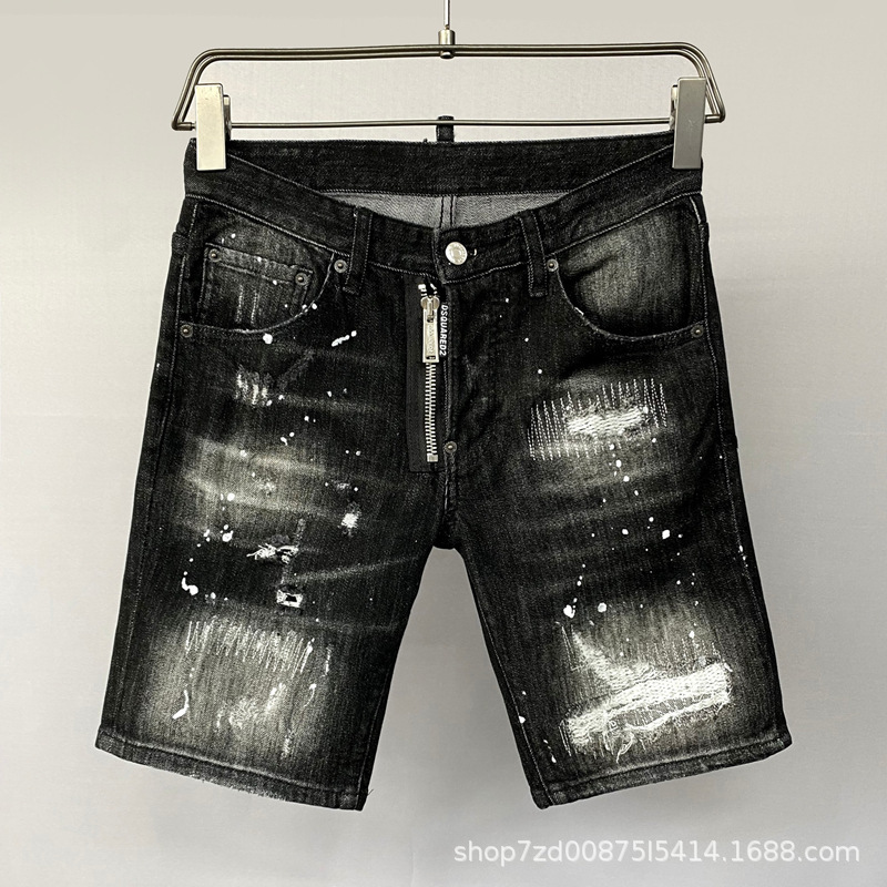 9859-1 Denim shorts D quadratic tide jeans Europe and the United States cross-border men's ripped pants Denim