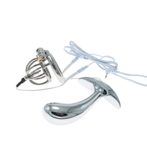 Funny electric shock penis cage, chastity lock, anal plug, chrysanthemum, masturbation, Cynomorium, SM, alternative male adult toy