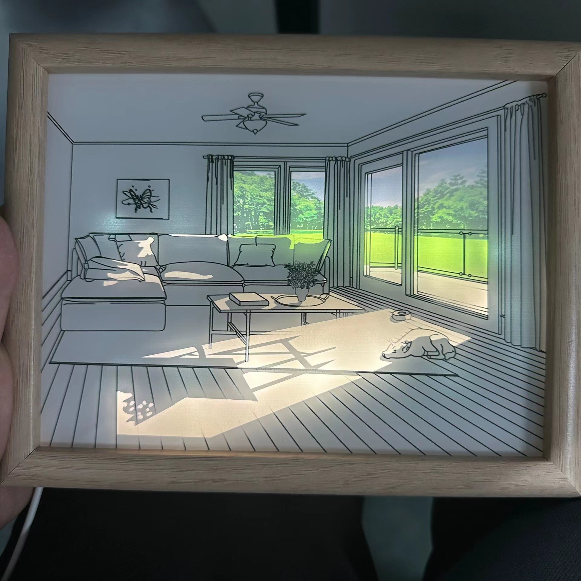 床头灯光装饰画韩国温馨现代简约阳光画520礼物小夜灯发光装饰画