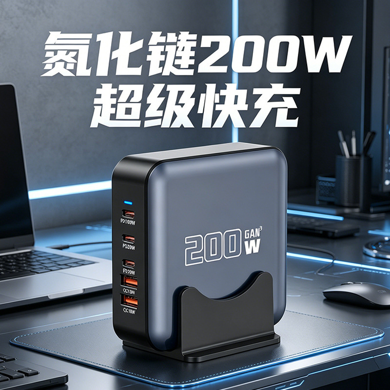 Cross-Border 200W Gallium Nitride Charger 20V5A High-Power Universal Charging Station for Mobile Phones, Tablets, and Laptops 200W Cross-Border 200W Gallium Nitride Charger 20V5A High-Power Universal Charging Station for Mobile Phones, Tablets, and Laptops 200W