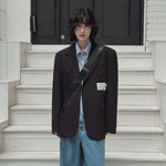 MYQ高级感休闲西装外套男春季宽松简约西服韩版潮流学院风上衣