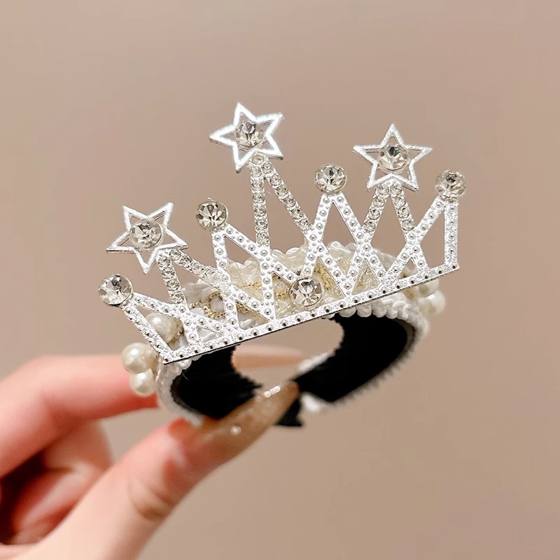 Niña princesa corona broca de pelo bola cabeza artefacto para niños broca de pelo perla broca de caballo broca de pelo toque