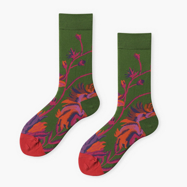 Woman Socks Funny Cute Cartoon Elephant Avocado Bird Abstract Print Happy Japanese Harajuku Hip Hop Slid