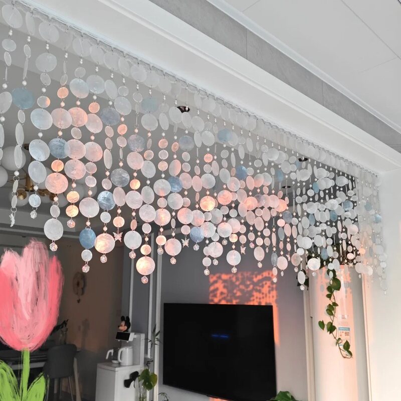 Shell-shaped, round, blue French-style dreamy bead curtain, romantic wedding prop, partition decoration, beaded hanging curtain, door curtain Shell-shaped, round, blue French-style dreamy bead curtain, romantic wedding prop, partition decoration, beaded hanging curtain, door curtain