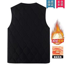 中老年人马甲男加绒加厚爸爸冬装羊羔绒背心爷爷冬装保暖坎肩马夹
