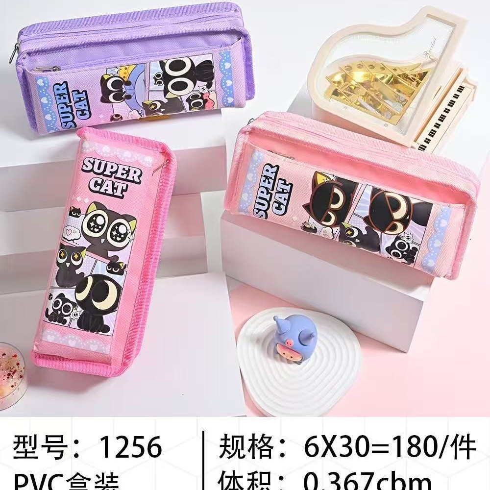 Estuche para lápices de doble capa de tela Oxford - Diseño cartoon y minimalista - Gran capacidad - Para almacenar lápices - Venta al por mayor