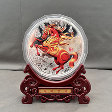 2026马年贺岁纪念章公斤章生肖纪念银盘马到成功金属浮雕摆件批发