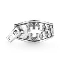 千叶泰银复古小众拉链戒指高级感男女个性朋克开口可调节食指戒潮