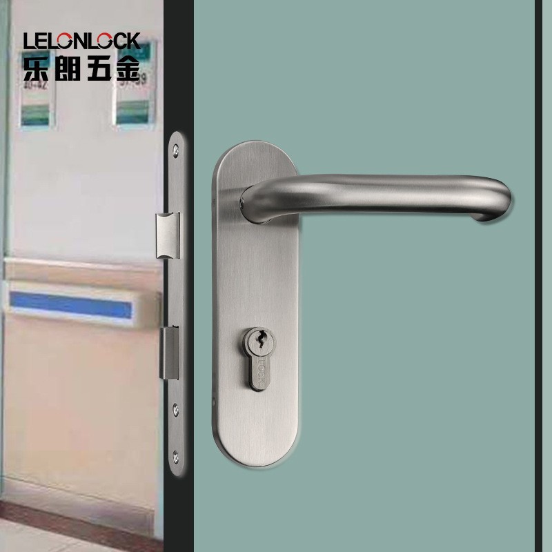 Mayorista 304 panel de acero inoxidable doble manija doblada manija estándar europeo manija de bloqueo de puerta médica contra incendios manija