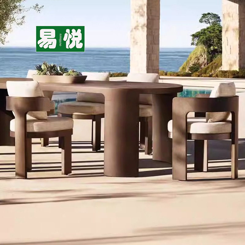 Patio al aire libre a prueba de agua, protección solar, muebles de ocio, hoteles de alojamiento residencial, sofá de madera maciza, sofá de teca al aire libre