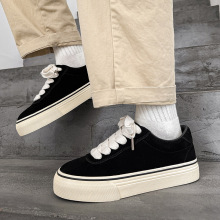 厚底透气帆布鞋增高2025新款小白鞋男板鞋低帮潮鞋日韩系硫化鞋