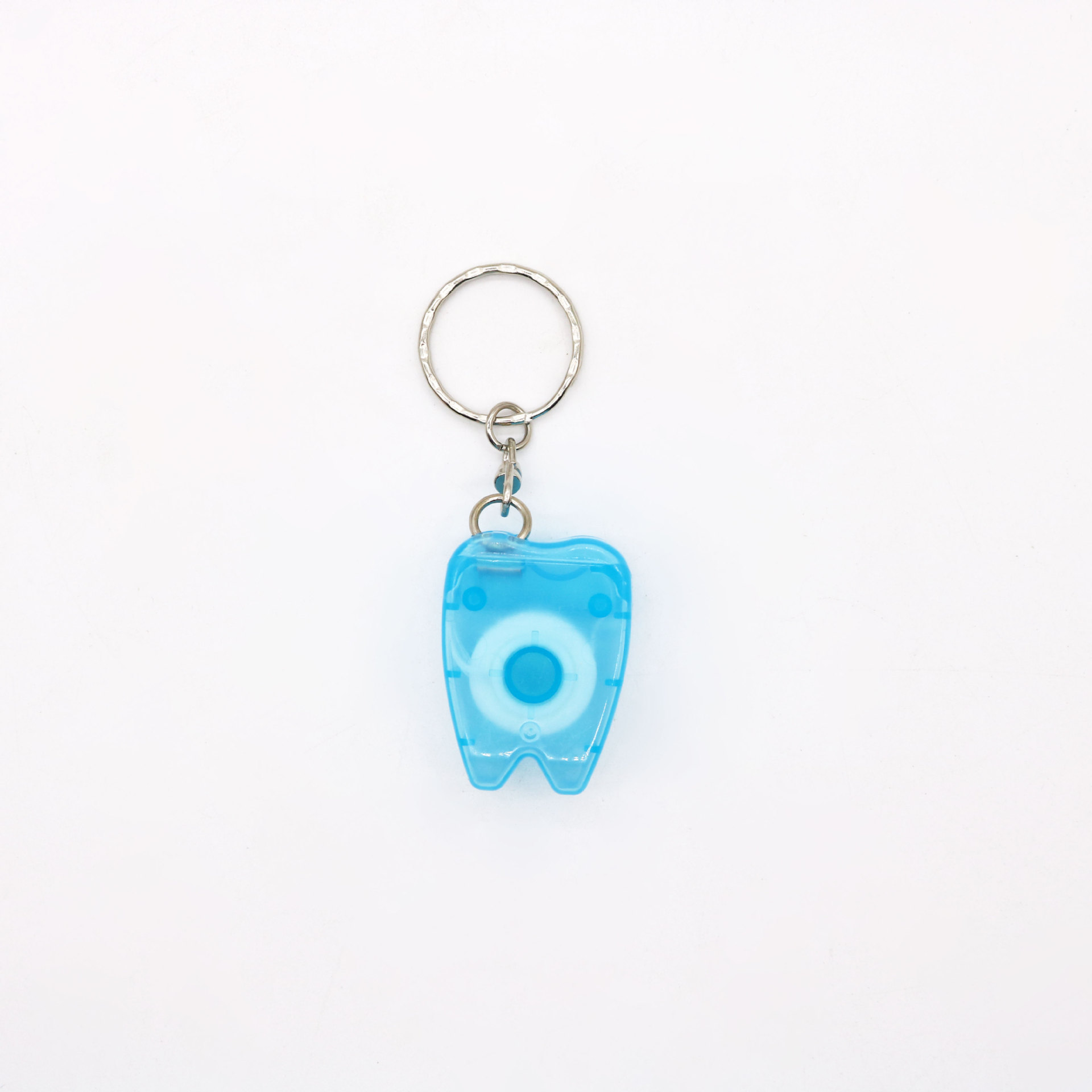 Hilo dental portátil plano de 10 metros con forma de llavero y sabor a menta, texto personalizable.