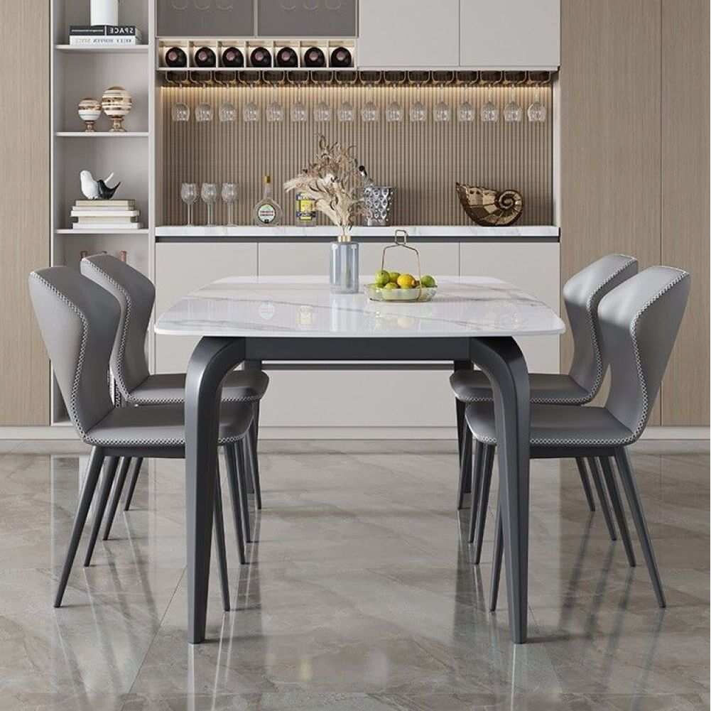 Mesa y silla de comedor de tablero de roca de fondo completo, mesa de comedor de tablero