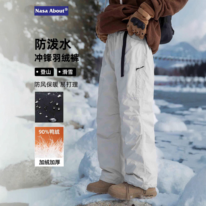 Nasa Softshell Pants Spring Autumn Winter 2025 New Fashion Thickened Warm Outdoor Skiing Men's Cargo Casual Pants
