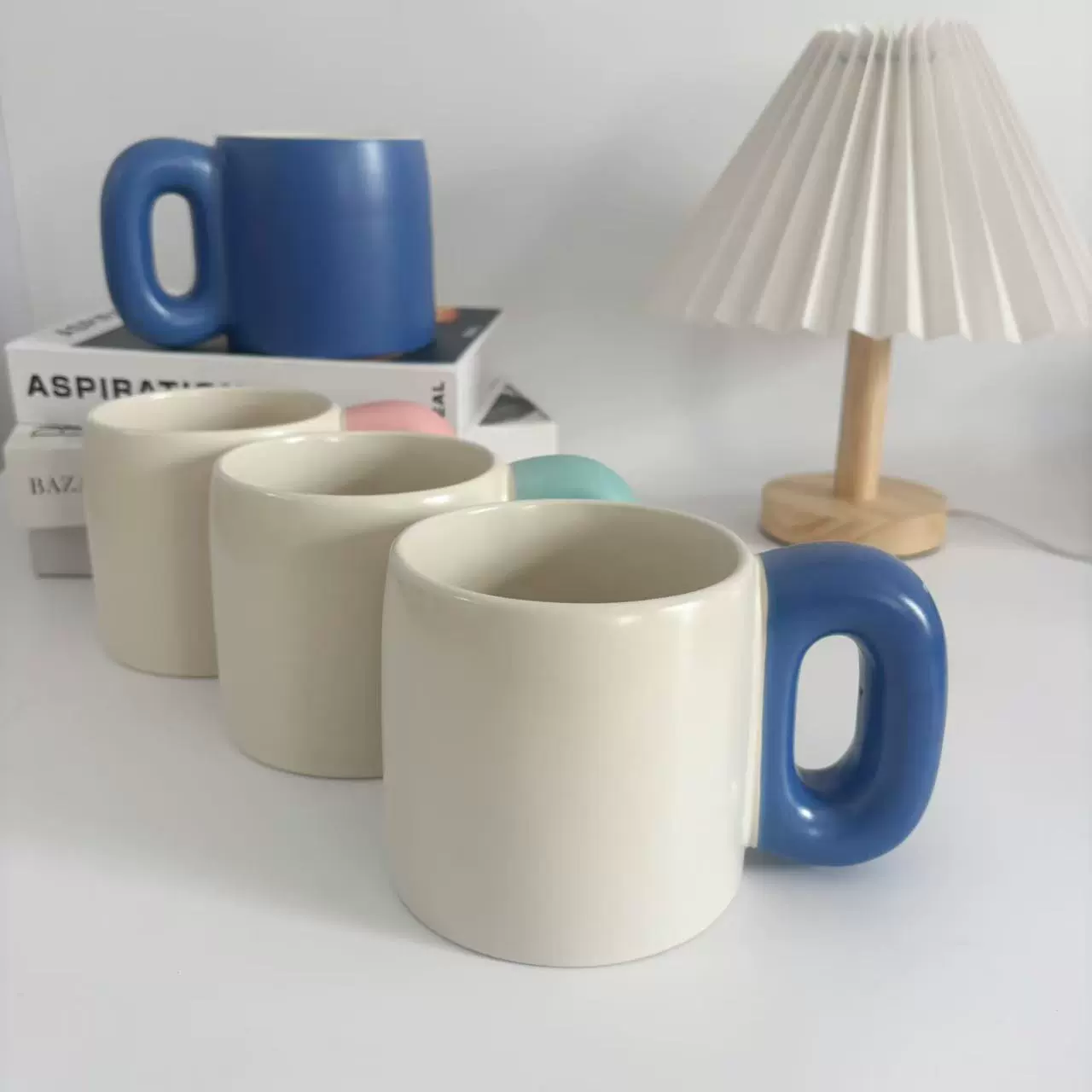 定制厂家供应粗手柄大容量多巴胺马克杯大耳朵陶瓷杯胖胖杯