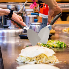 国境を越えたバーベキューツール、ステンレス鋼の鉄板焼きスパチュラ、厚みのあるハンバーグスパチュラ、ステーキスパチュラ、ステーキフライパン