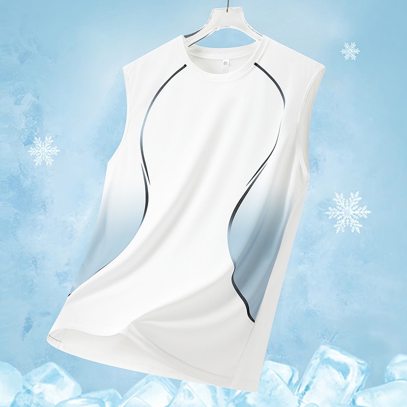 New Breathable Sports Vest for Men, Summer Ice Silk Quick-Dry Men's Running Fitness Training Sleeveless T-Shirt