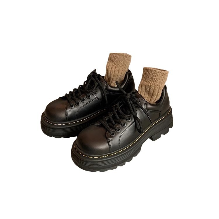 Nuevo estilo clásico de estilo británico, zapatos de correa Lefour, zapatos de tacón bajo, zapatos de derby, zapatos de cuero para mujeres