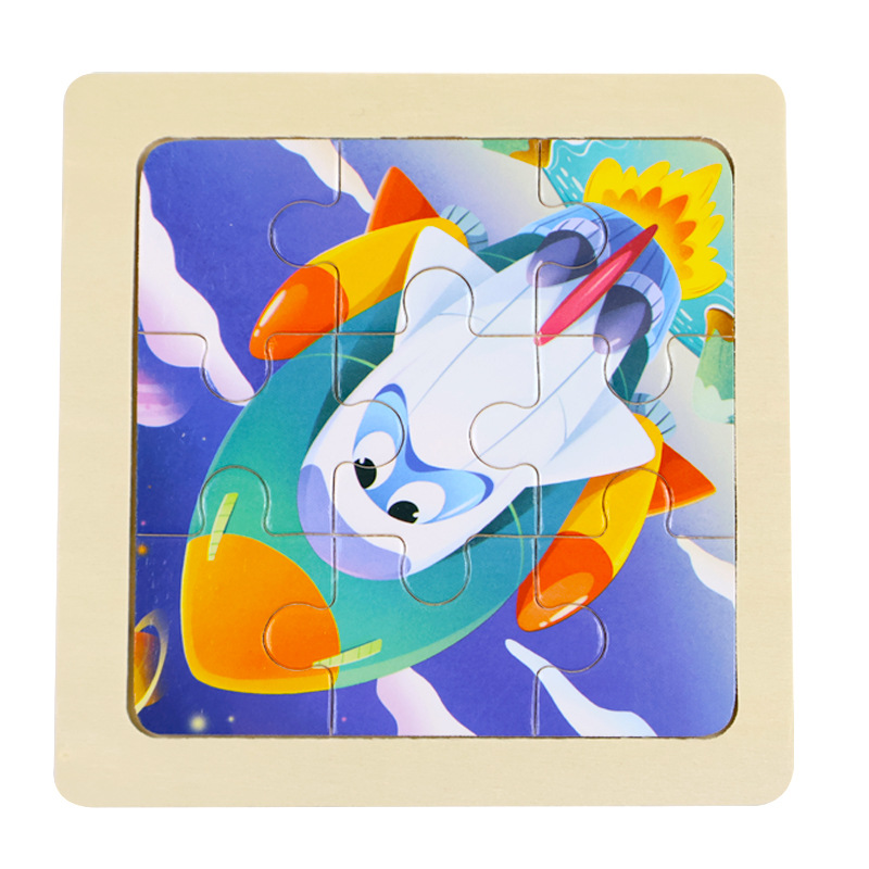 Fábrica directa de niños pequeños 9 piezas de dibujos animados de madera plano rompecabezas puzzle puzzle juguetes de educación temprana para bebés image 19