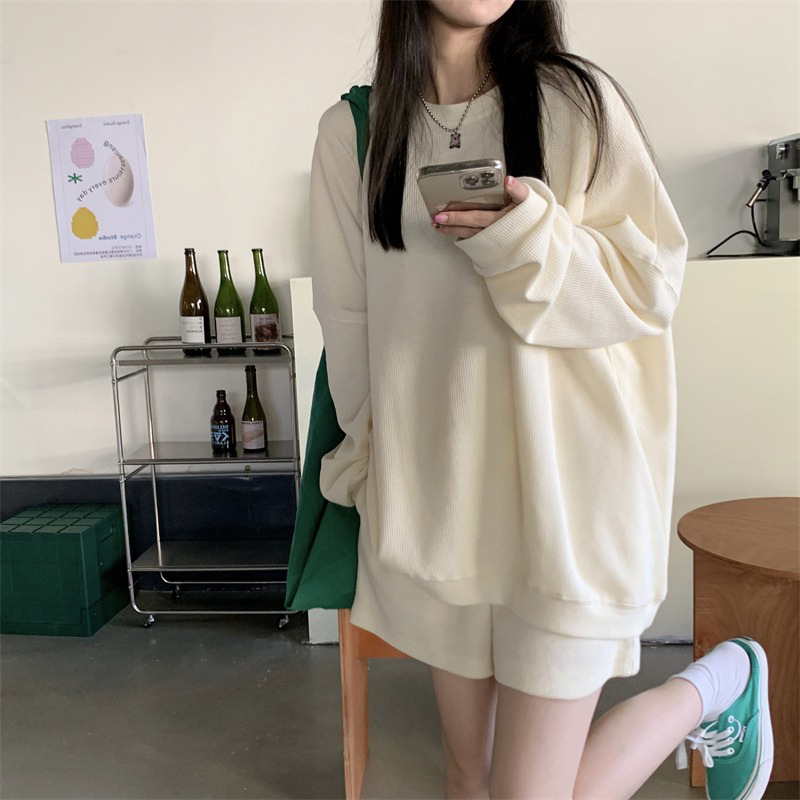 Mini Velvet Cotton Sweatshirt Women's Autumn New Korean Style Pure Color Hooded Thin Outwear Ins Trendy Loose Top
