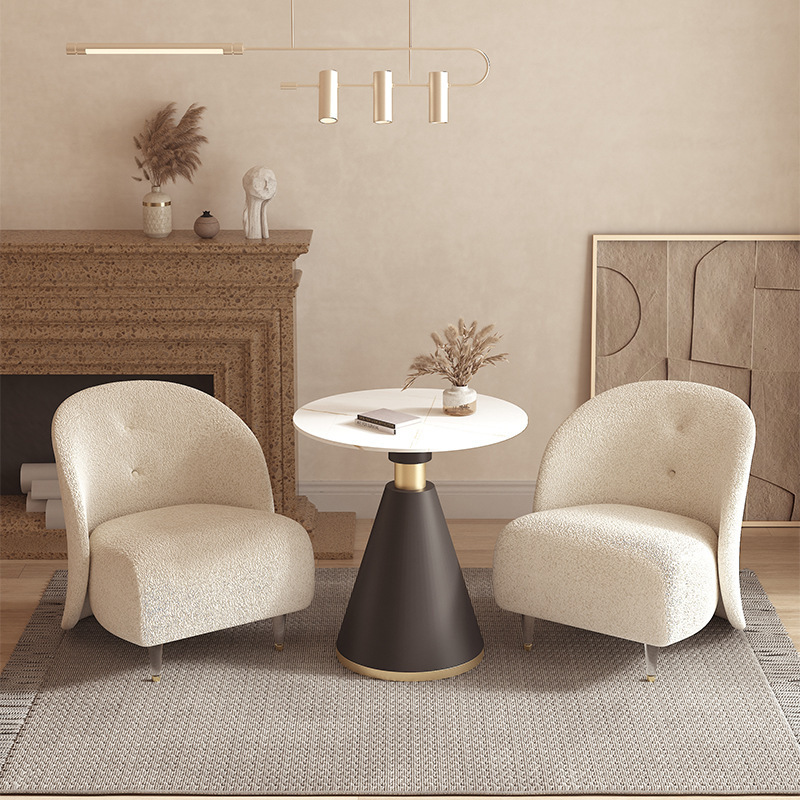 Nordic Light Luxury Single Sofa Chair Milk Tea Shop Cafe Lamb Fleece Leisure Chair Hotel Restaurant Dining Table and Chair Combination Nordic Light Luxury Single Sofa Chair Milk Tea Shop Cafe Lamb Fleece Leisure Chair Hotel Restaurant Dining Table and Chair Combination