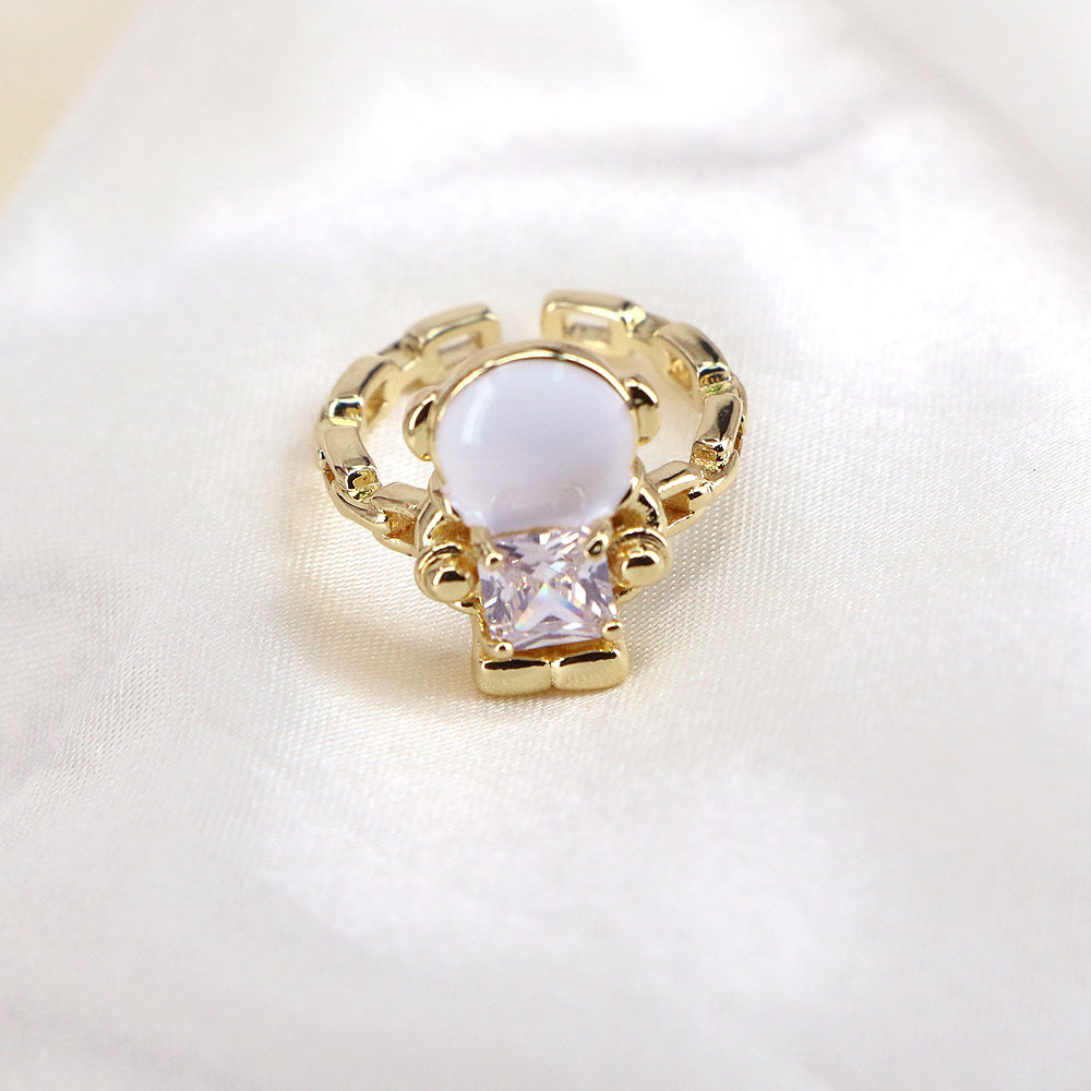 Fashion Astronaut Copper Open Ring Plating Zircon Copper Rings
