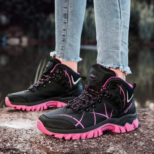 Hiking men's and women's outdoor hiking shoes cross-border large size plus velvet warm outdoor shoes men's shoes outdoor shoes