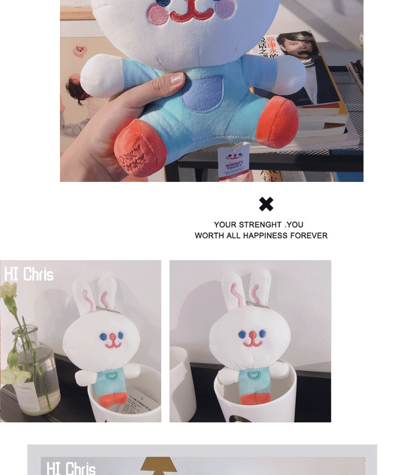 智贝详情图_5ins韩国可爱面包兔子抱枕软萌毛绒玩具睡觉少女