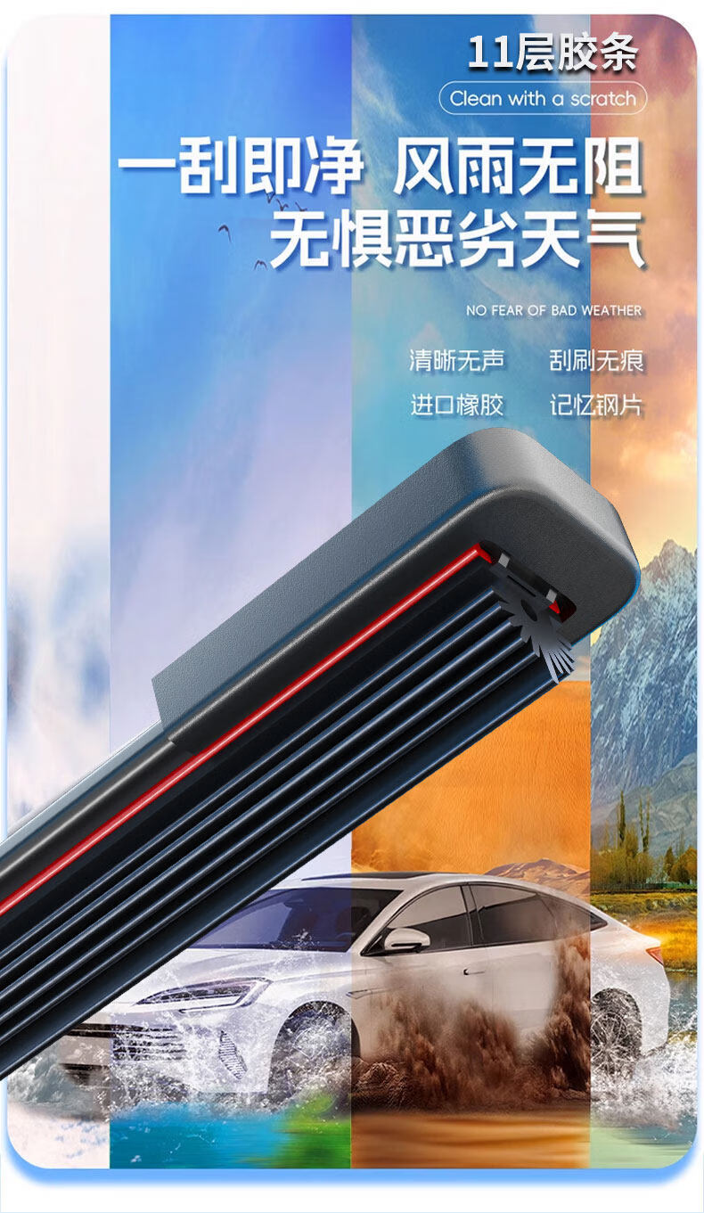 Eleven rubber strip wipers are compatible with Geely Emgrand GS/GL, Vision X3/X6, Boyue, Borui, Binrui original models