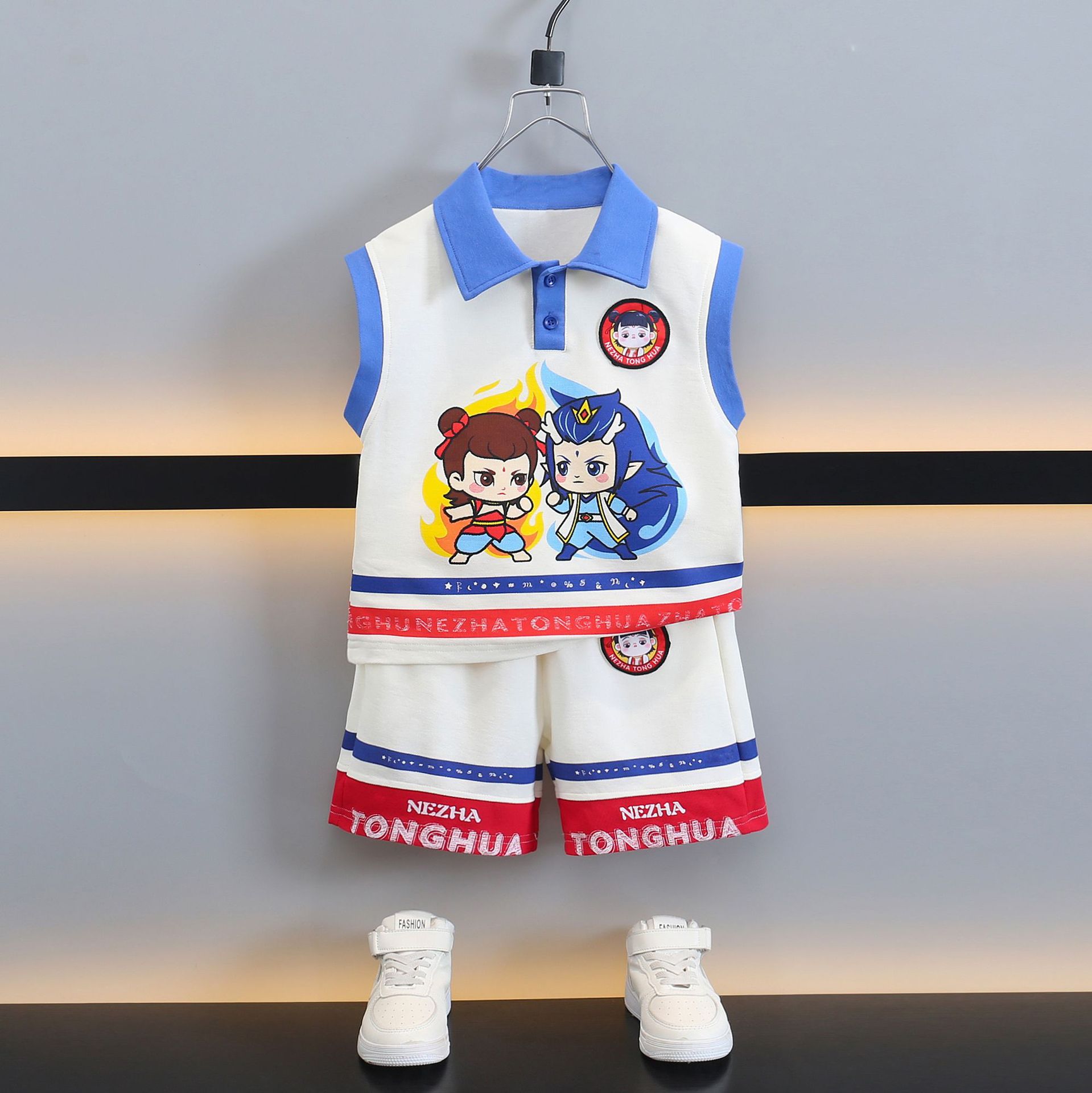 7310 Nezha boy suit verano 2025 nuevo chaleco sin mangas para niños bebé deportivo verano traje de dos piezas de moda