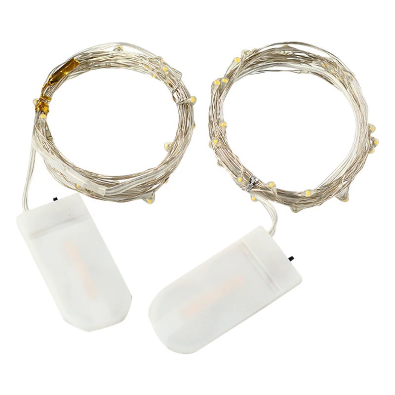 Светодиодные гирлянды медная проволока огни батарейный отсек кнопки Рождественские украшения Подарочная коробка цветы выпечки огни медная проволока декоративная световая гирлянда