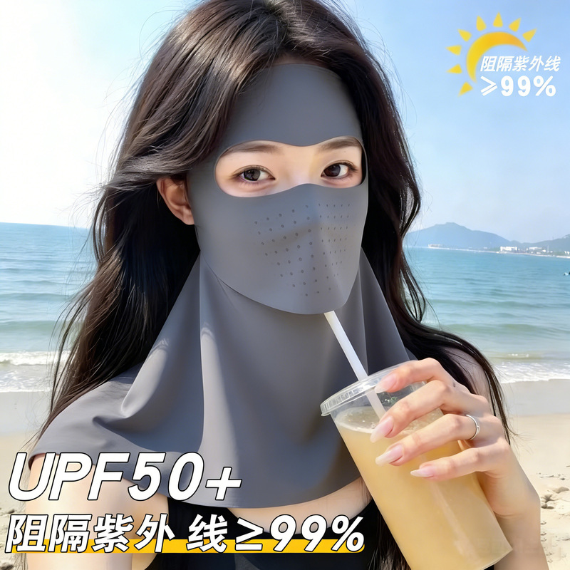 Drinkable Water-Resistant Sun Protection Mask with Integrated Neck Protection, Uv Protection, Breathable Ice Silk Sunshade Face Mask, Full Face Sun Protection Mask Drinkable Water-Resistant Sun Protection Mask with Integrated Neck Protection, Uv Protection, Breathable Ice Silk Sunshade Face Mask, Full Face Sun Protection Mask